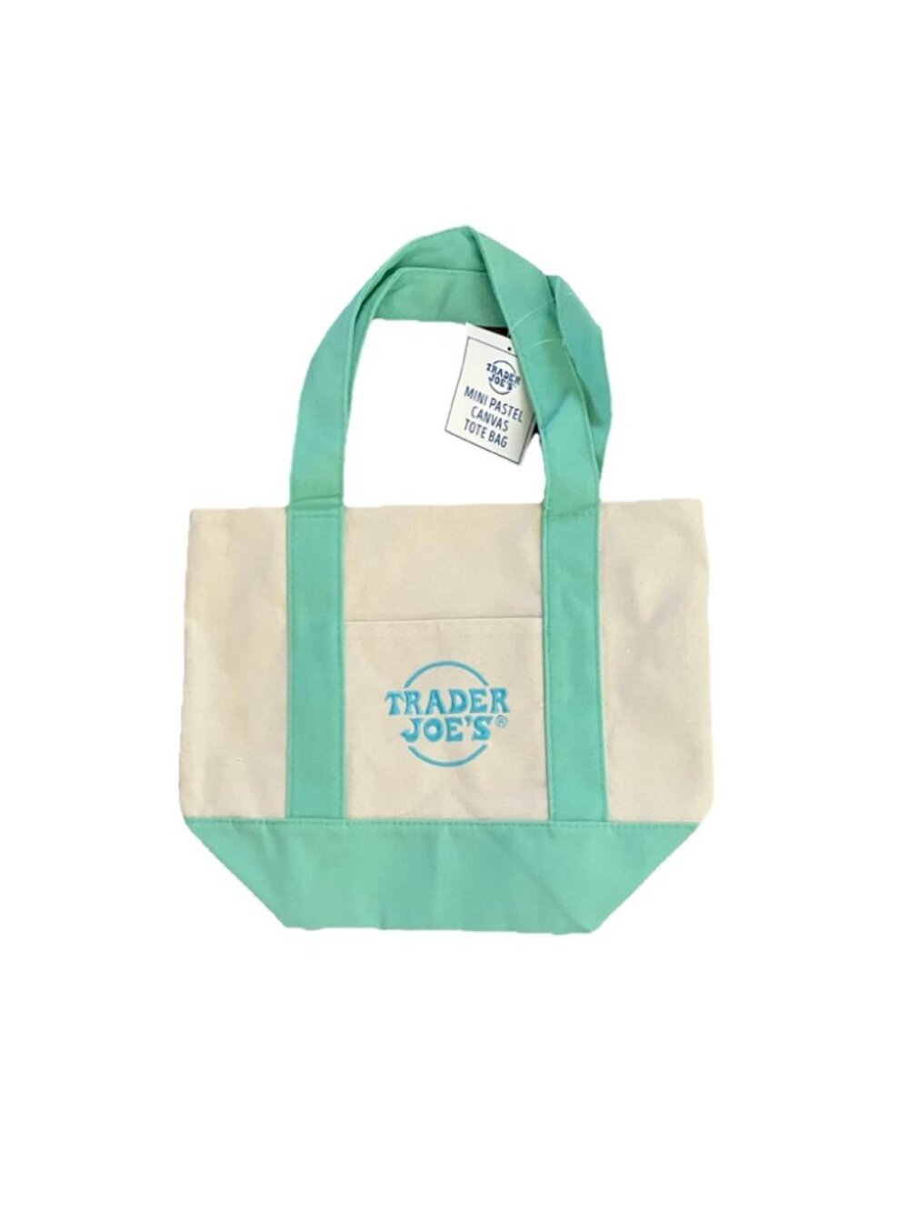 Trader Joe’s Reusable Mini Pastel Canvas Tote Bag (Mint Green)
